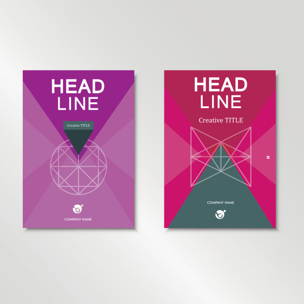 集抽象彩色模板集宣传册几何三角形图案图片下载