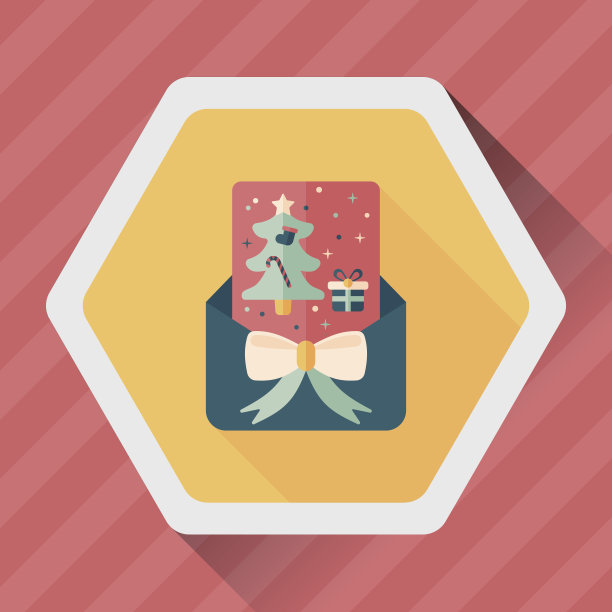 圣诞贺卡扁平图标与长影子，eps10图片下载