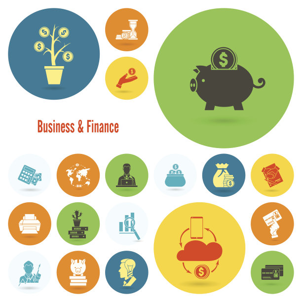 商业和金融图标集图片下载