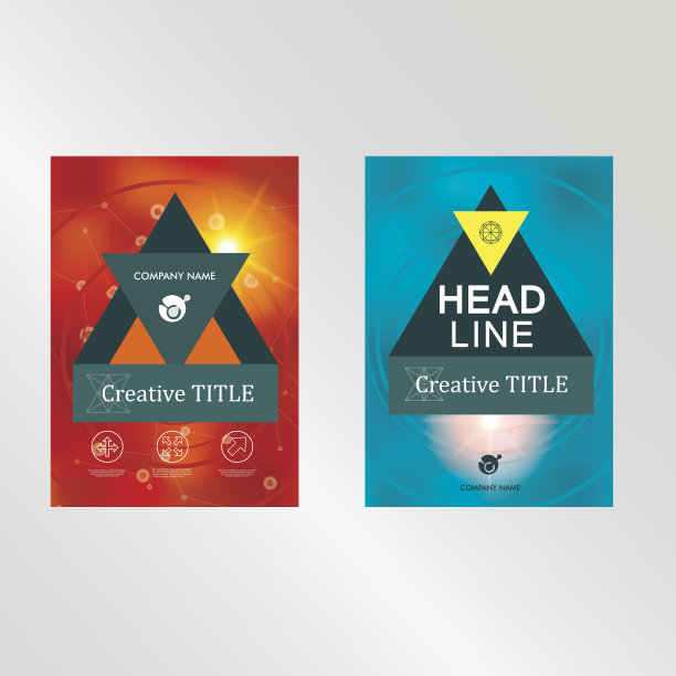 集抽象彩色模板集宣传册几何三角形图案图片下载