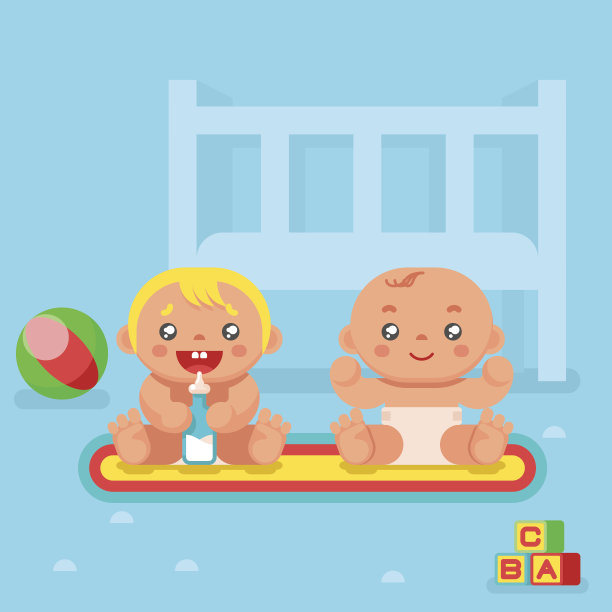 婴儿饮用牛奶的托儿所平面设计矢量插图图片下载