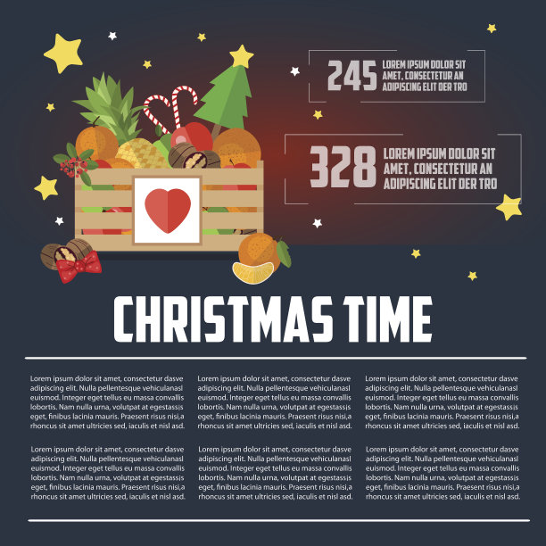 圣诞木箱水果和甜点信息图图片下载