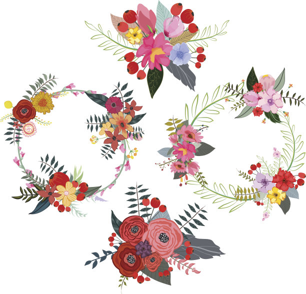 一组四个花圈图片下载