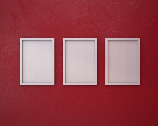 3红墙上的空白框。图片下载