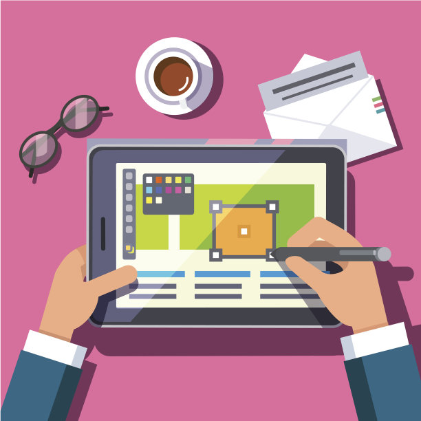 在平板电脑上工作的设计师图片下载