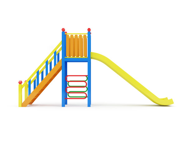 彩色儿童幻灯片孤立的白色背景图片下载