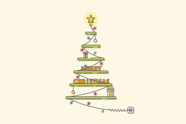 圣诞树和礼物。矢量插图。图片下载