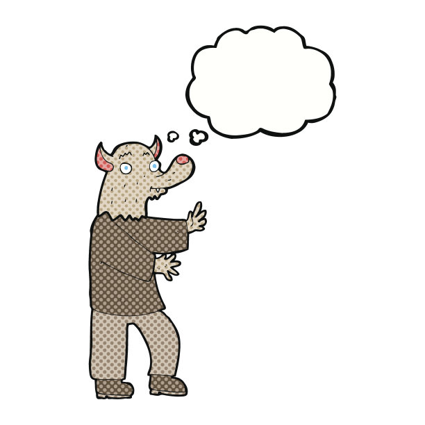 卡通狼人与思想泡泡图片下载
