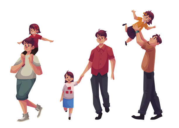 爸爸和他的小女儿一起玩耍和散步图片下载