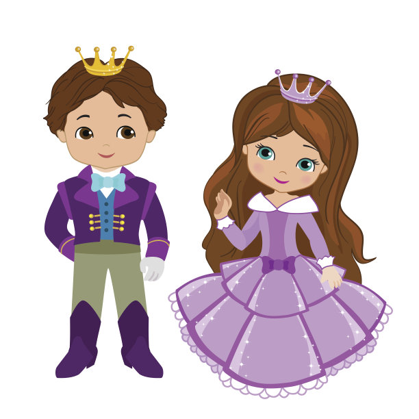 非常可爱的王子和公主的插图。图片下载