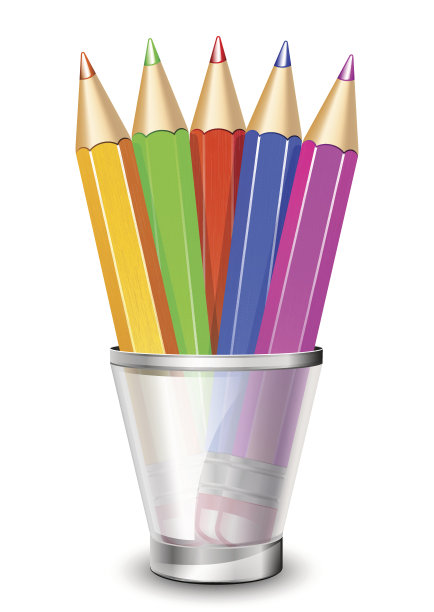矢量彩色铅笔架图片下载