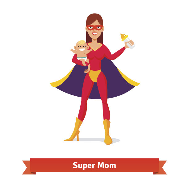 超级妈妈抱着儿子图片下载