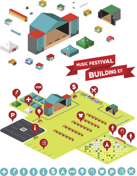 音乐节建筑套装图片下载