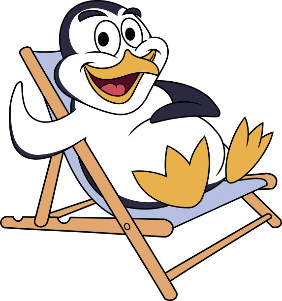 企鹅坐在躺椅上图片下载