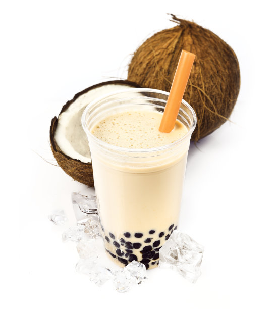 椰子波霸奶茶素材图片