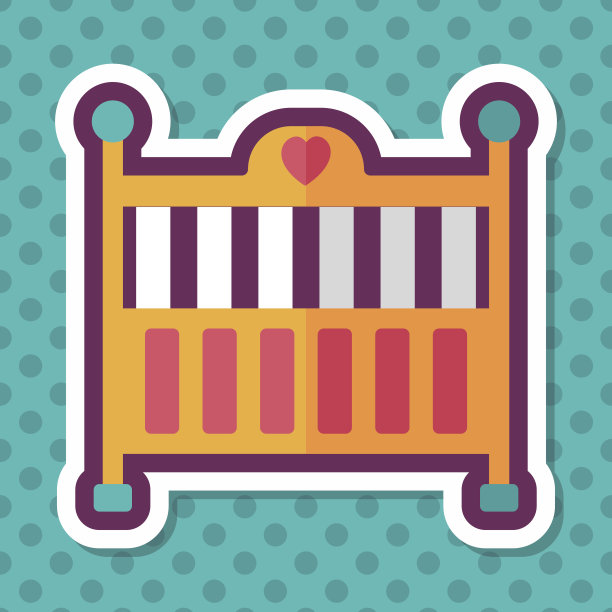 婴儿摇篮床与长影子的图标，eps10图片下载