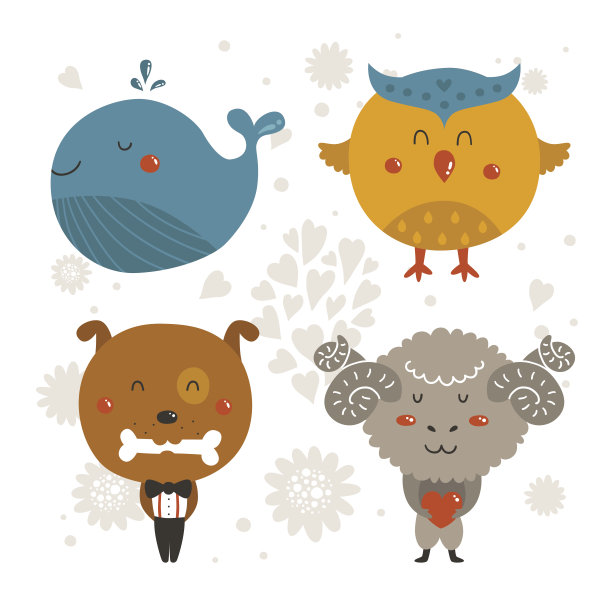 卡通动物套装图片下载