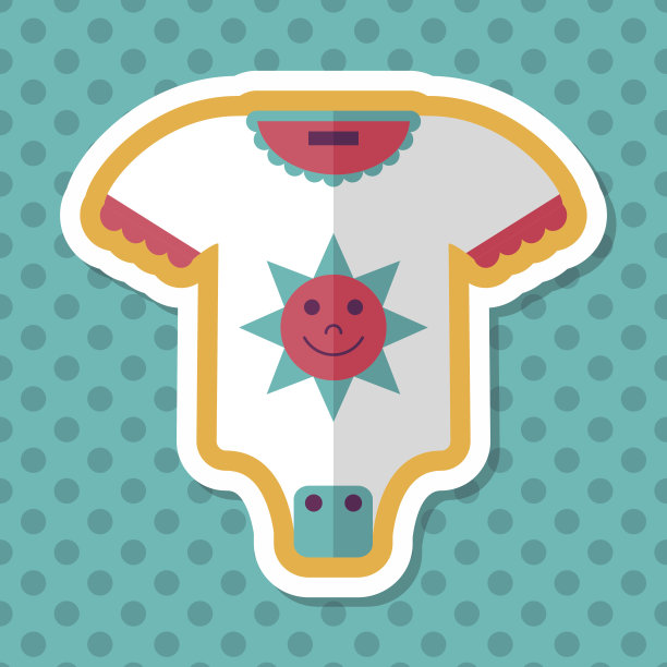 婴儿连体衣扁平图标与长影子，eps10图片下载