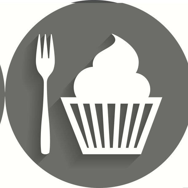 吃符号图标。甜点叉配松饼。图片下载