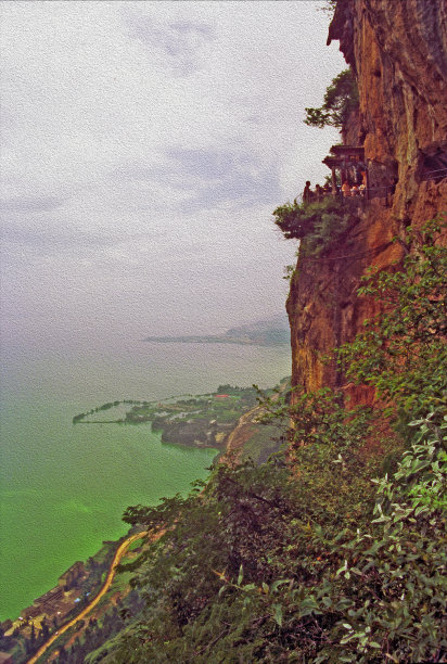 中国云南昆明附近的龙门，油画风格化画家图片下载