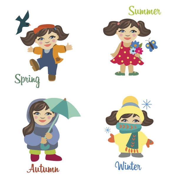 女孩们在不同季节的穿着图片下载