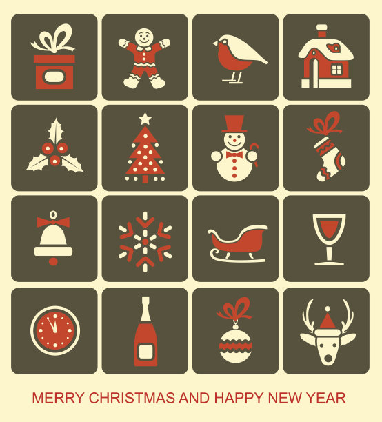 圣诞节和新年的象征和图标图片下载