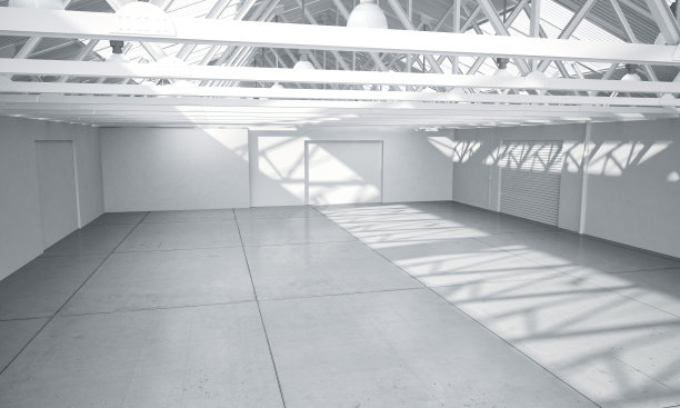 干净明亮的仓库汽车展厅3D渲染图片下载