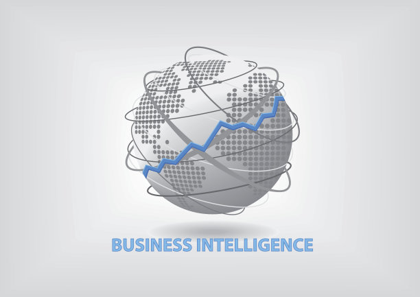 商业智能(BI)概念向量与世界图片下载