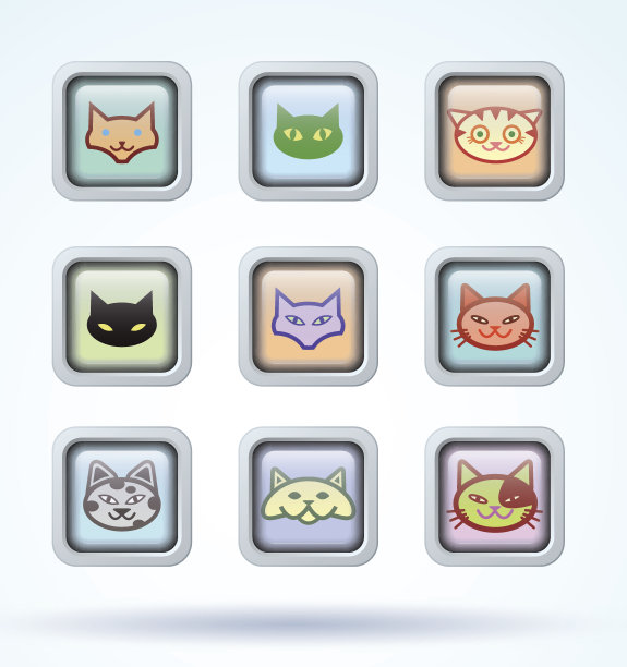 收集猫的图标，插图图片下载