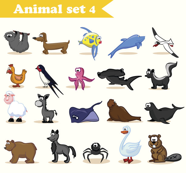 一套可爱的卡通动物图片下载