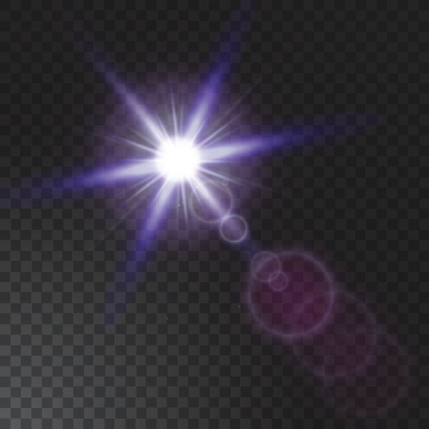真实的光束光在透明的背景。矢量图图片下载