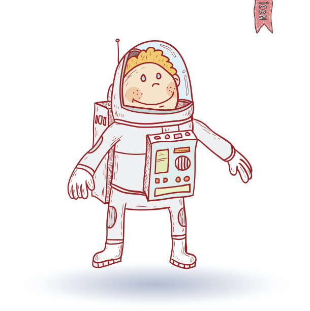 太空男孩，手绘矢量图。图片下载