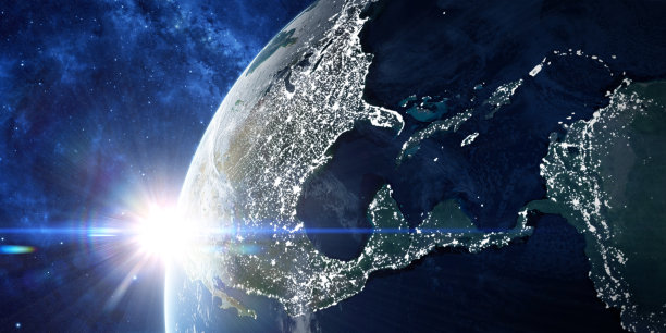 从太空看地球轨道素材图片