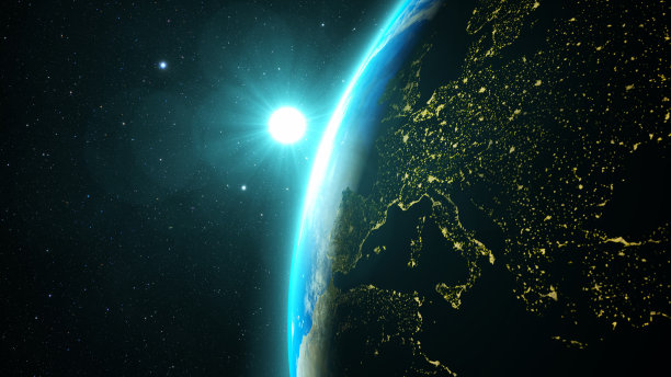 地球与壮观的日落图片下载