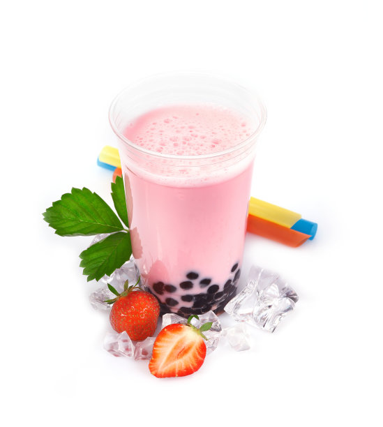 草莓珍珠奶茶素材图片