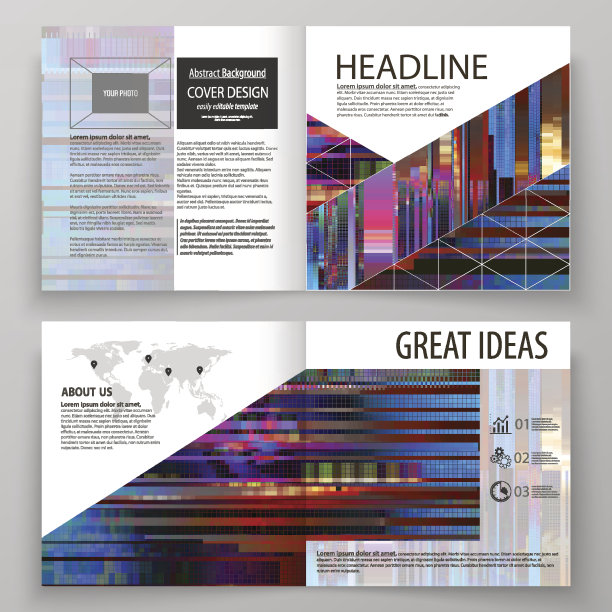 商业模板为方形设计双折页宣传册，杂志，传单图片下载