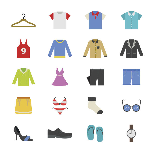 布料和配件平面颜色图标图片下载