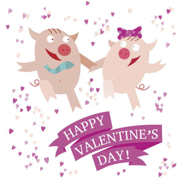 情人节快乐猪蹦蹦跳跳图片下载