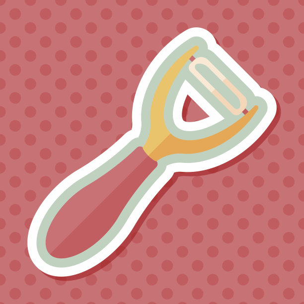 厨房用具削皮器扁平图标与长阴影，eps10图片下载