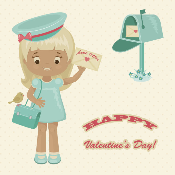 复古情人节贺卡。图片下载