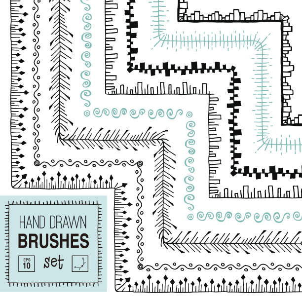 矢量手绘古董装饰画笔集图片下载