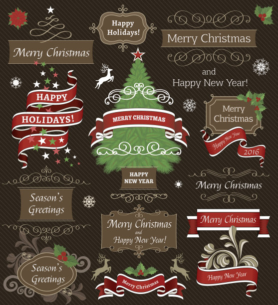 老式圣诞节设置图片下载