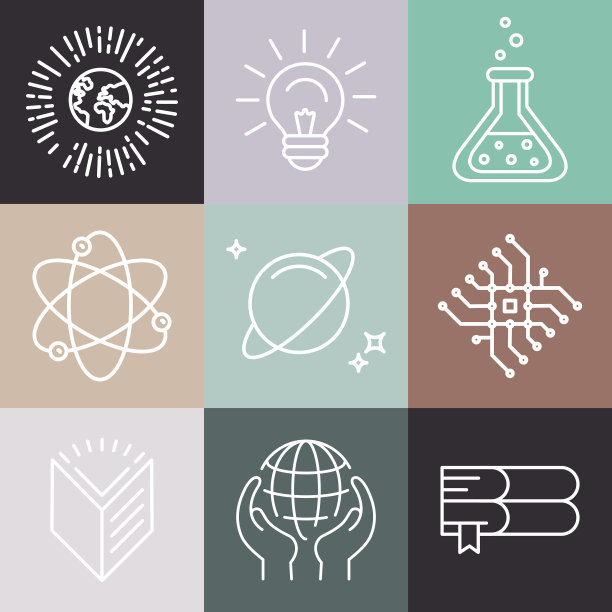 矢量线性科学图标图片下载