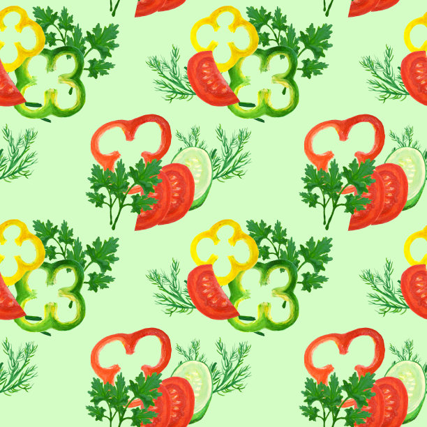 无缝图案与水彩蔬菜图片下载