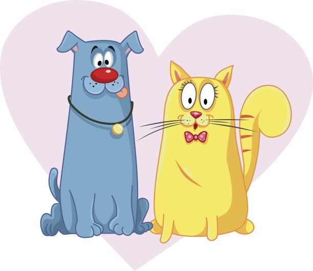 猫和狗卡通向量吉祥物图片下载