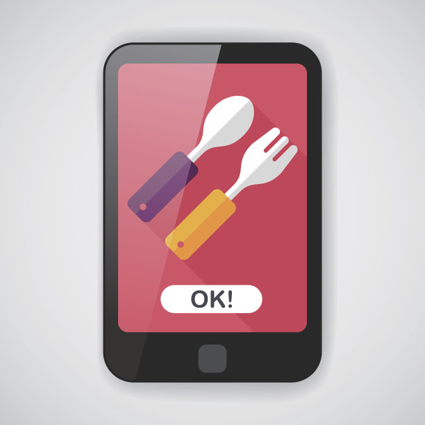 餐具和餐具扁平图标与长影子，eps10图片下载