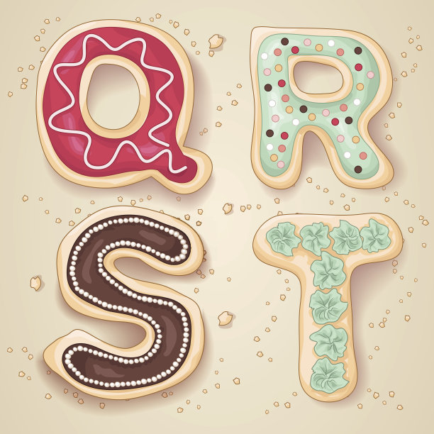 手绘字母Q到T图片下载