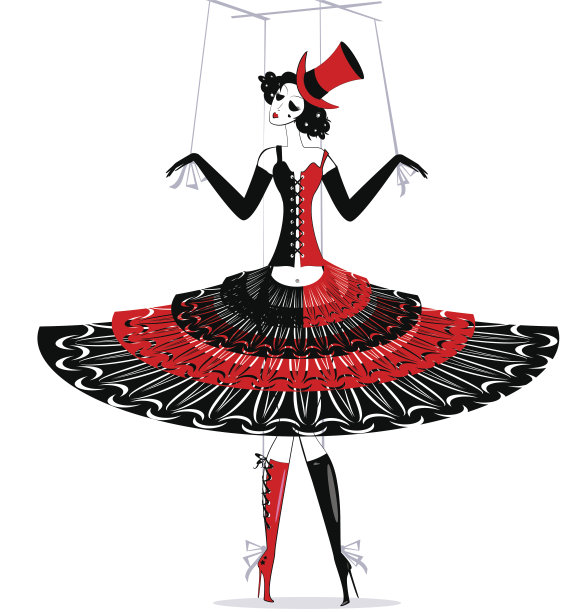 黑红衣服的手偶图片下载