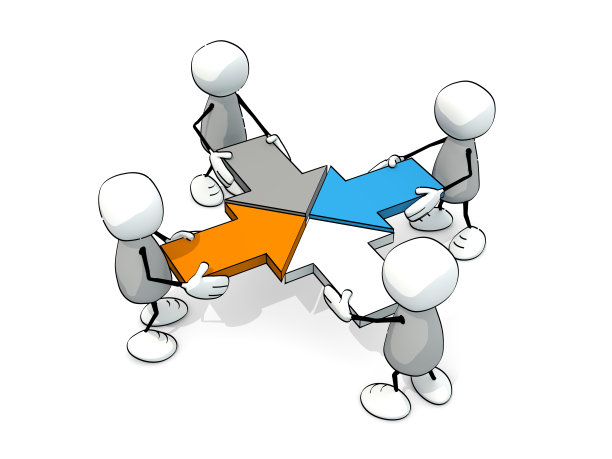 小不点儿把四个彩色箭头组合成一个正方形图片下载