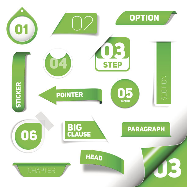 一组绿色矢量进度步骤图标图片下载